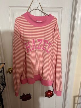 Hazel Pink & Cream Striped Sweatshirt